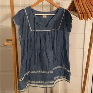 Gap flutter sleeve top in indigo size medium